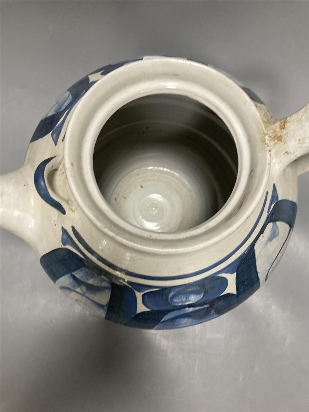 Two Studio pottery teapots, largest 25cm